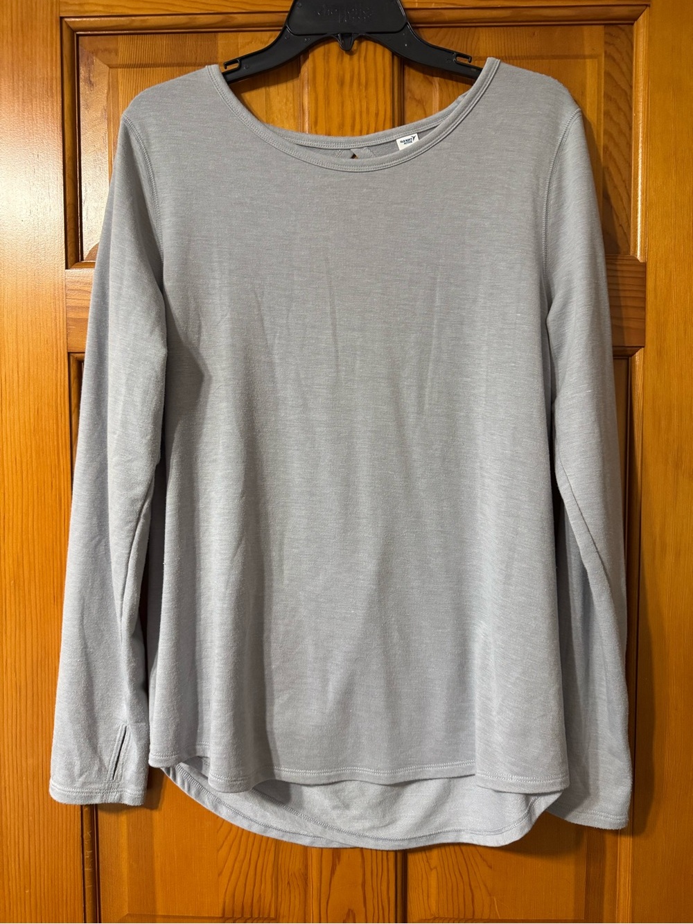 Old Navy Heather Gray Long-Sleeve Open Back Crewneck Top